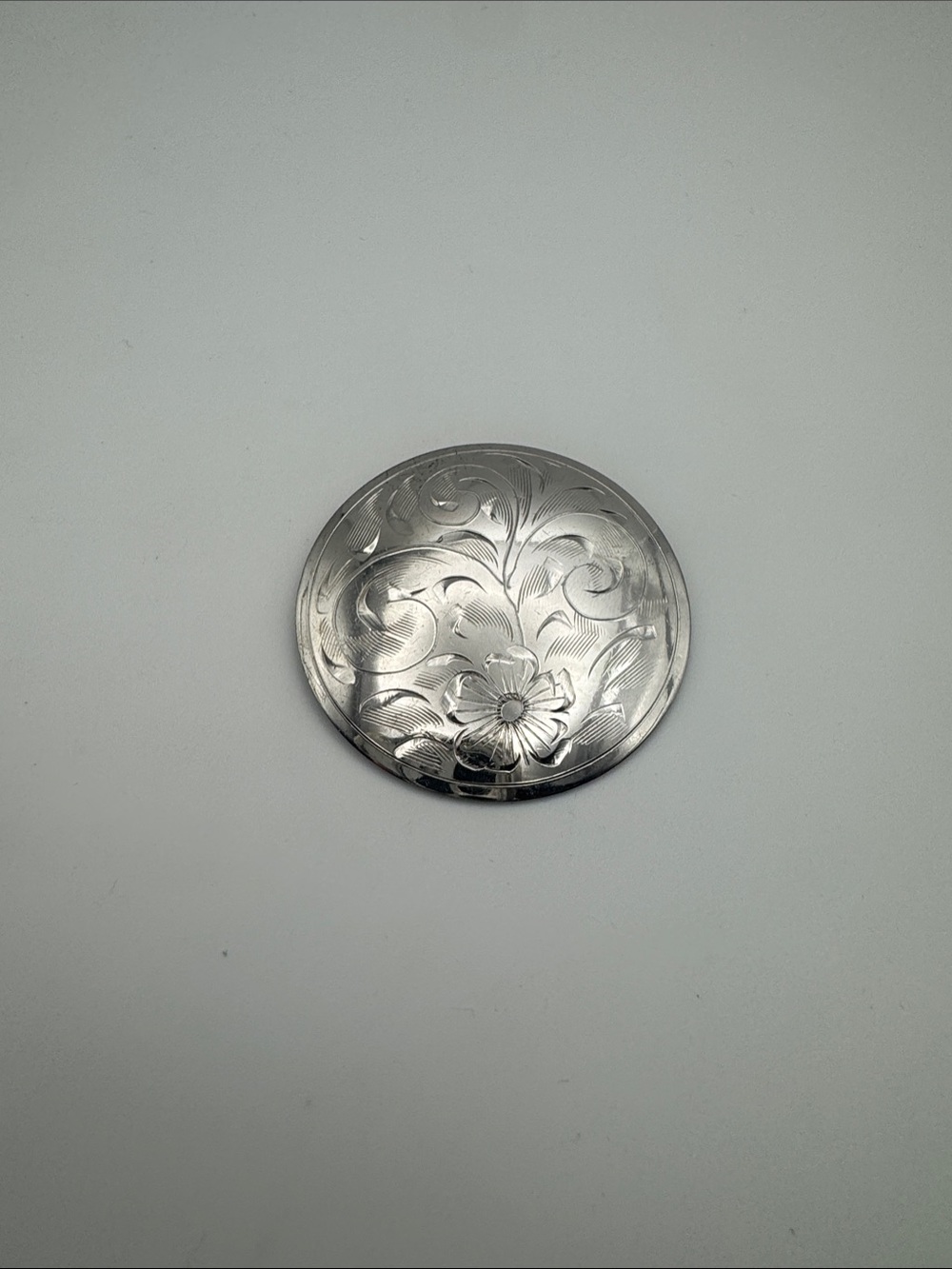 Classic Silver Floral Compact Brooch- Women's Accessory
